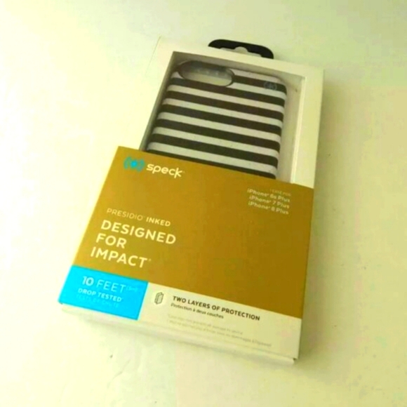 โจ Speck Presidio Inked iPhone 6s Plus/7 Plus/8 Plus Case - Trendy Stripes & Gold - Picture 4 of 6